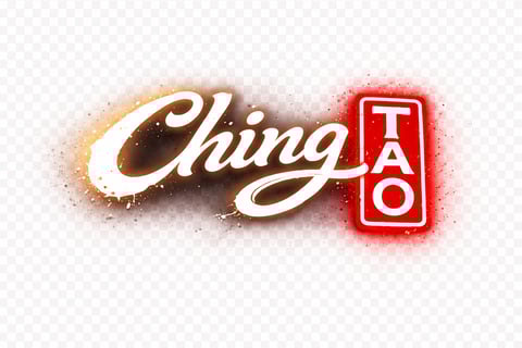 Ching Tao logo with stylized script text and red neon sign